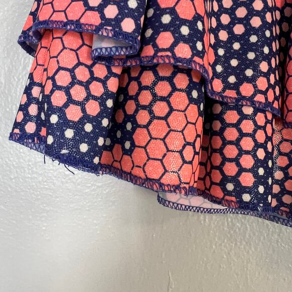 Lucky In Love Women Sz L Reflex Stitch Down Tiered Tennis Skort Shine Pink Blue - Picture 8 of 11